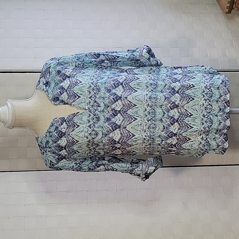 Como Vintage Size L- Women's Purple/ Teal Pull Over Top